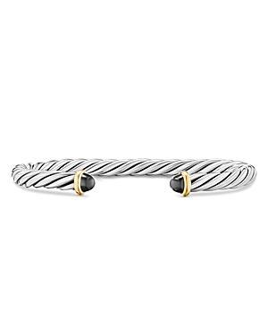 David Yurman Mens Sterling Silver & 14K Yellow Gold Cable Flex Hematine Cuff Bracelet, 6mm Product Image