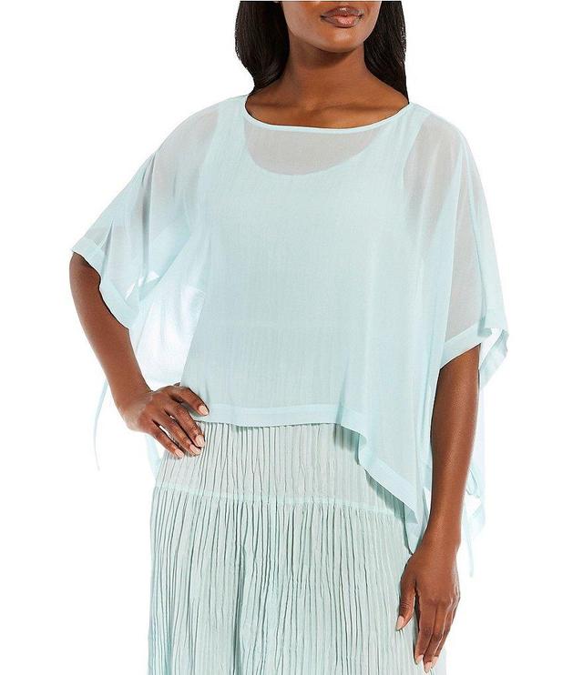 Eileen Fisher Sheer Silk Georgette Short Sleeve Boxy Poncho Product Image