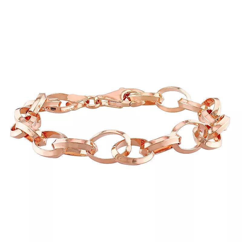 Stella Grace Sterling Silver 8 mm Rolo Chain Bracelet, Womens Pink Product Image