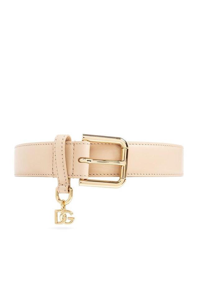 Dg Logo Plaque Belt In Beige Product Image