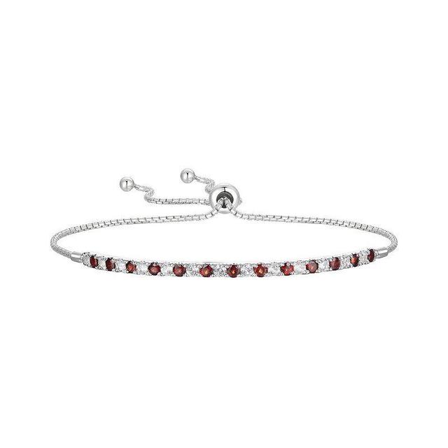 Sterling Silver Garnet & Lab-Created White Sapphire Bracelet, Womens Product Image