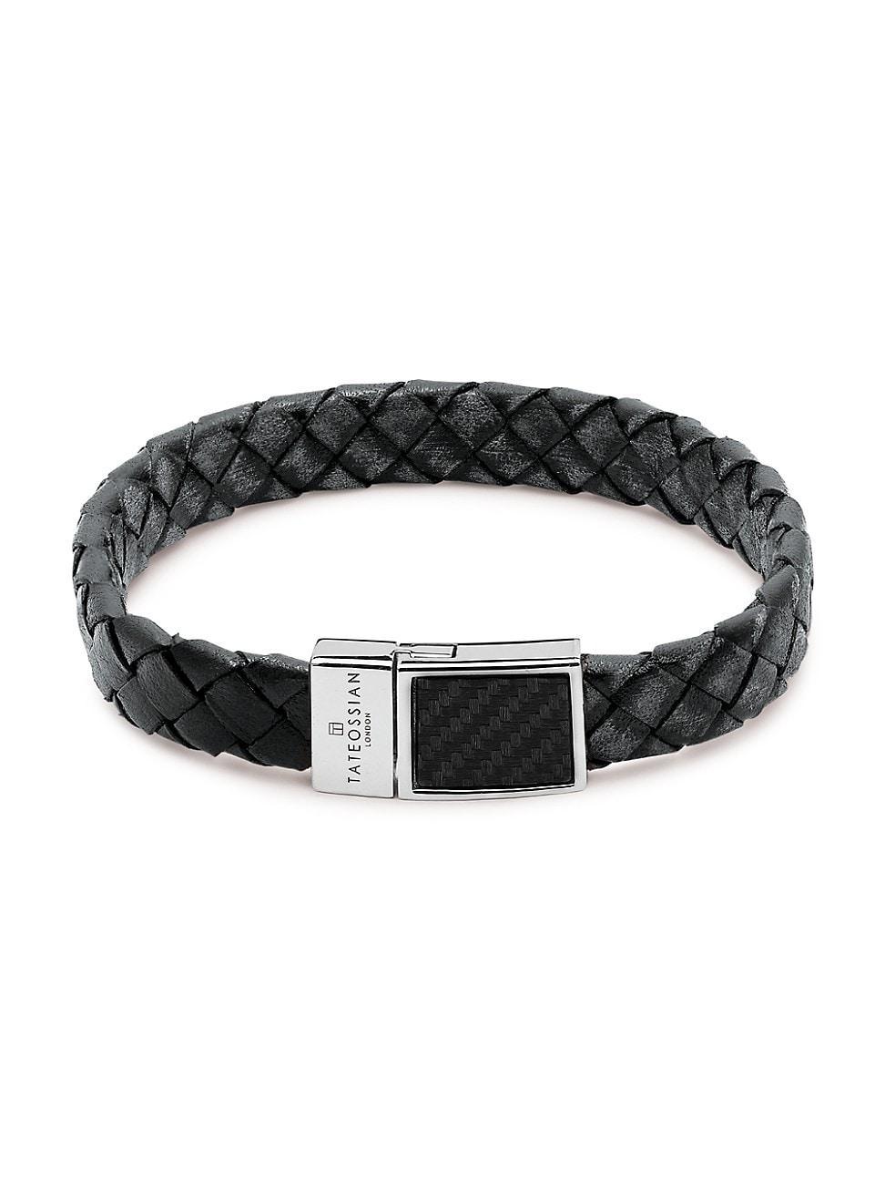 Mens Carbon Braided Leather Bracelet Product Image