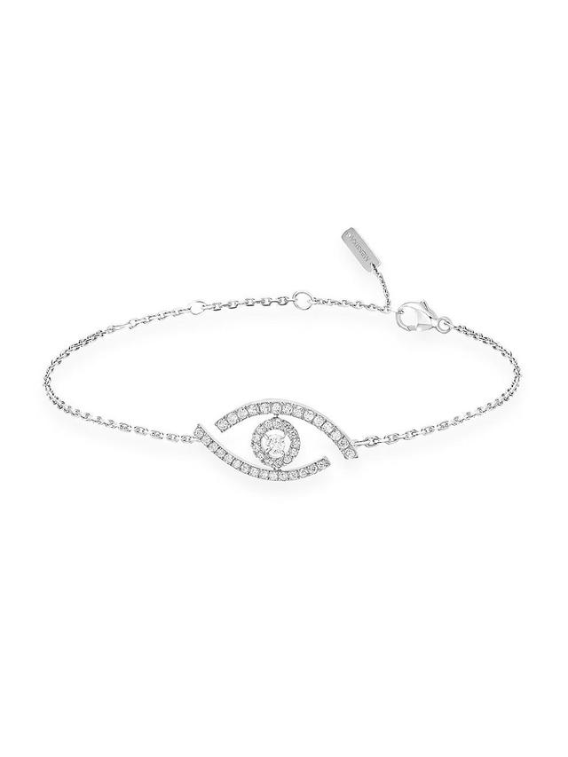 Womens Lucky Eye 18K White Gold & Pav Diamond Bracelet Product Image