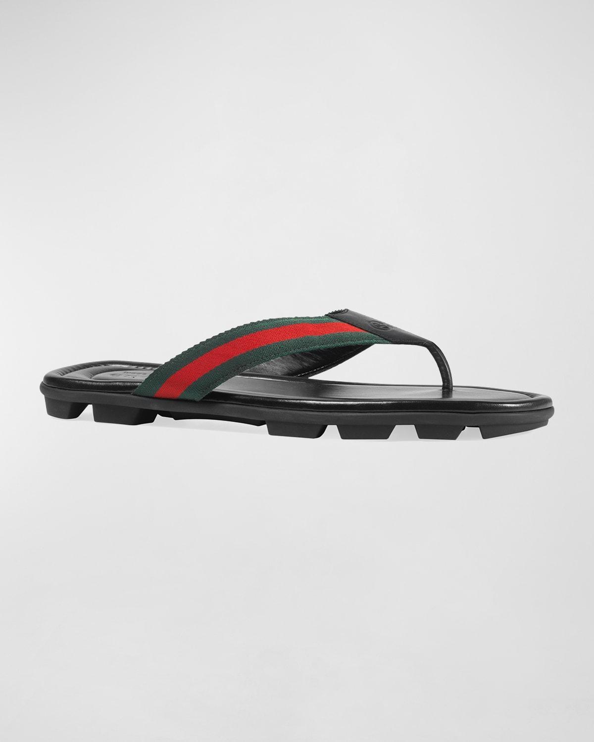 Mens Web & Leather Thong Sandals Product Image