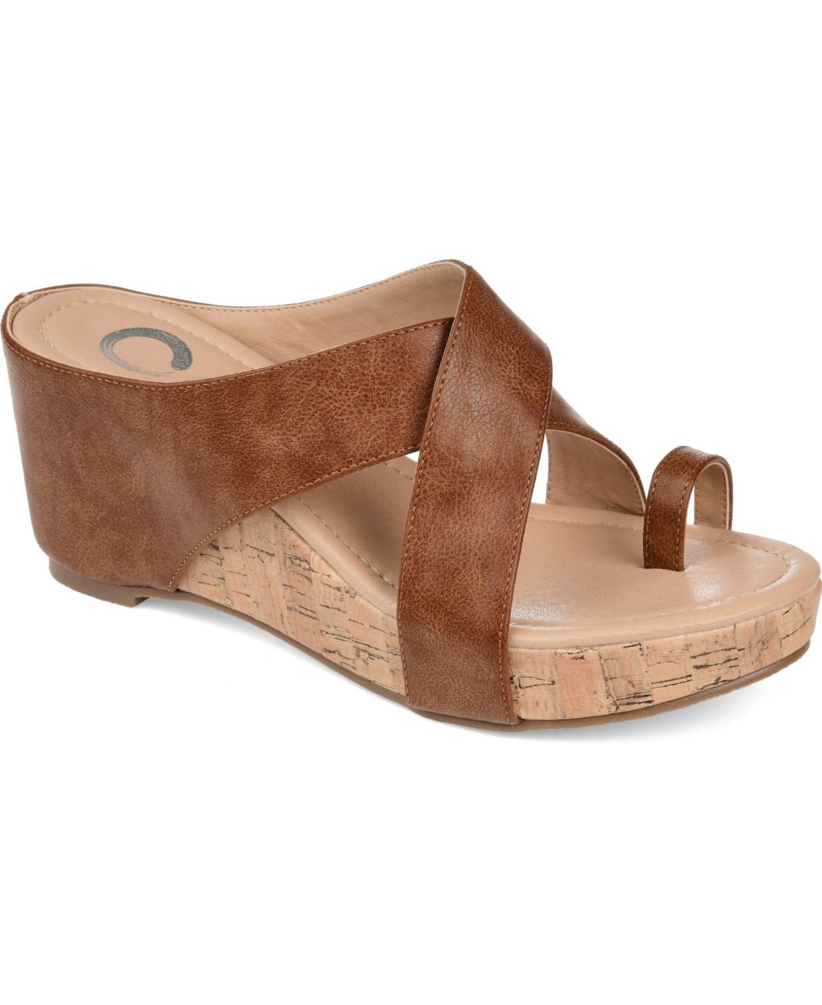 Journee Collection Rayna Womens Wedge Sandals Brown Product Image