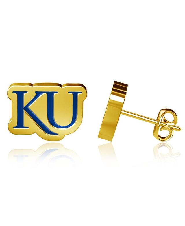 Womens Dayna Designs Kansas Jayhawks Gold-Plated Enamel Post Earrings Product Image