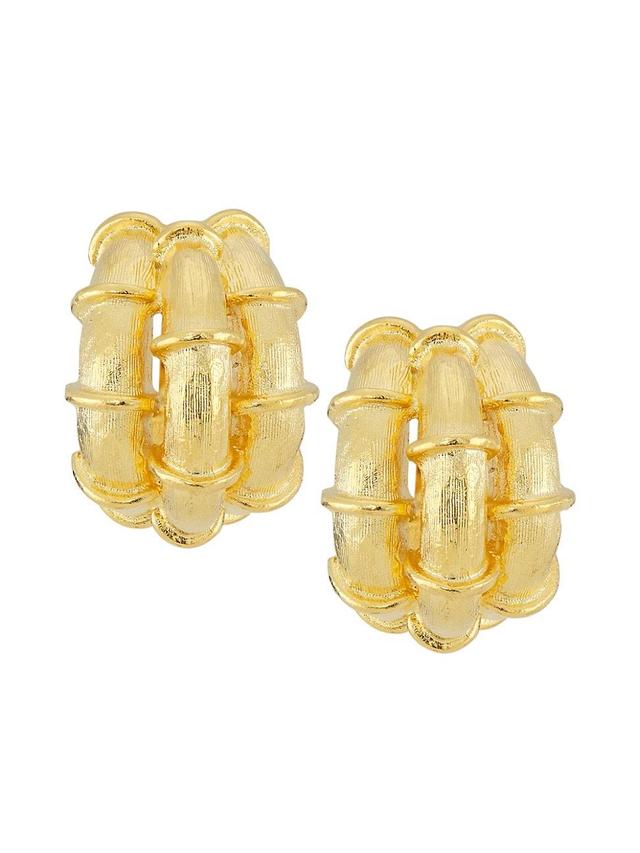 Womens Bamboo 22K Gold-Plated Hoop Earrings Product Image