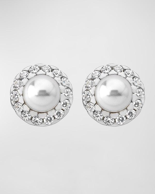 Womens Cometa Rhodium-Plate, Crystal & Faux Pearl Stud Earrings Product Image