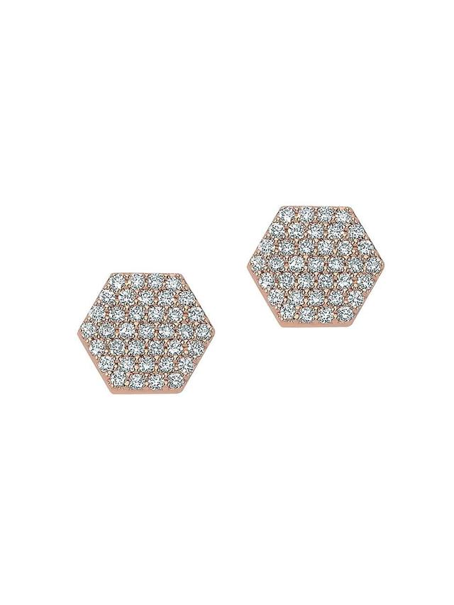 Womens Honey 14K Rose Gold & 0.31 TCW Diamond Honeycomb Earrings Product Image