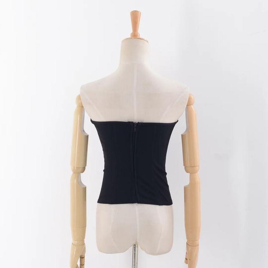 Sweetheart Neckline Plain Crop Tube Top Product Image