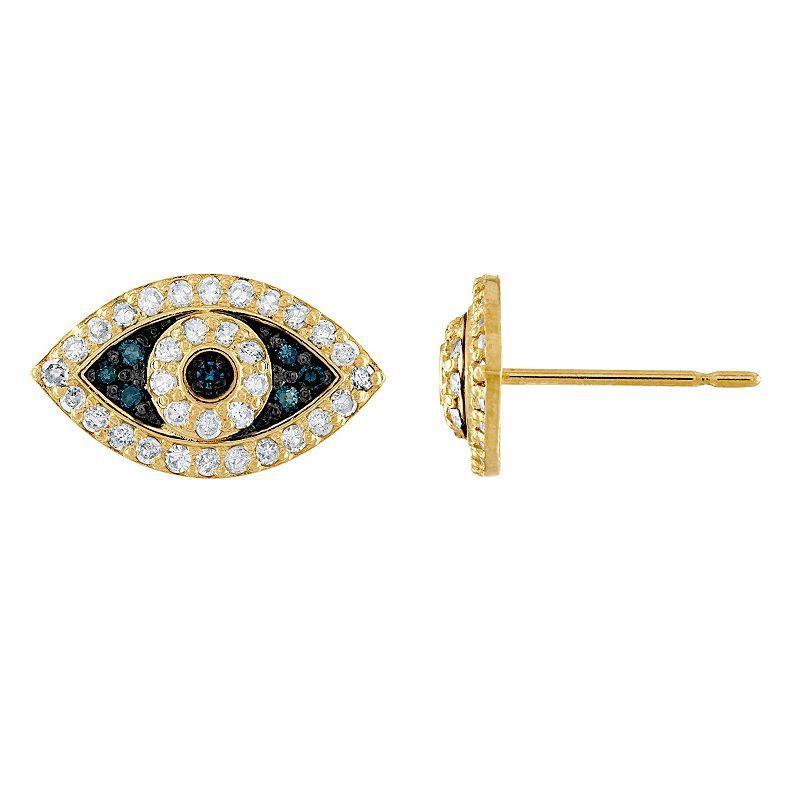 Tiara 10k Gold Diamond Evil Eye Stud Earrings, Womens, Yellow Product Image