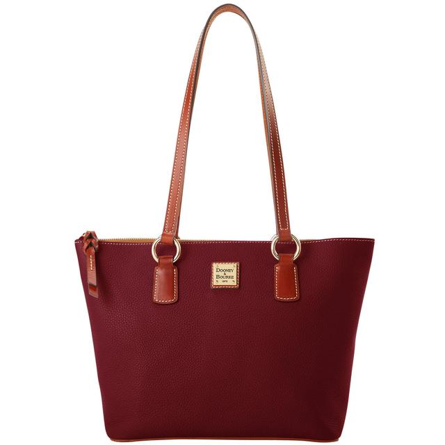 Dooney & Bourke Womens Pebble Grain Small Wren Zip Leather Tote Shopping Bag in Bordeaux Product Image