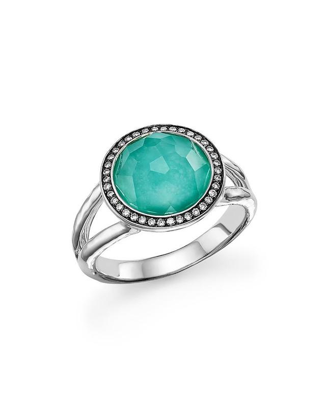 Ippolita Sterling Silver Diamond Halo Triplet Stone Ring Product Image