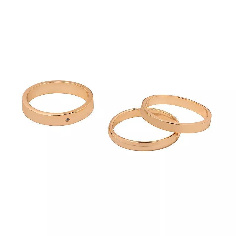 LC Lauren Conrad Gold Tone Three-Pack Band Rings Set, Size 9, Womens Product Image