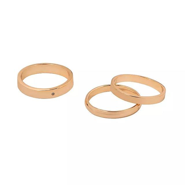 LC Lauren Conrad Gold Tone Three-Pack Band Rings Set, Size 9, Womens Product Image