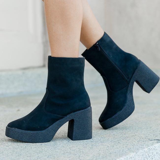 Hilary Black Square Toe Platform Bootie Product Image