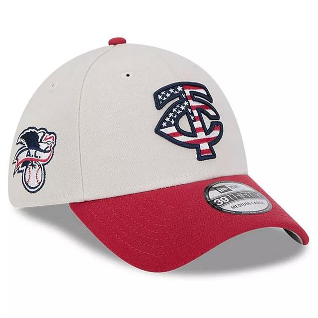 Mens New Era Khaki/Red Minnesota Twins 2024 Fourth of July 39THIRTY Flex Hat Product Image