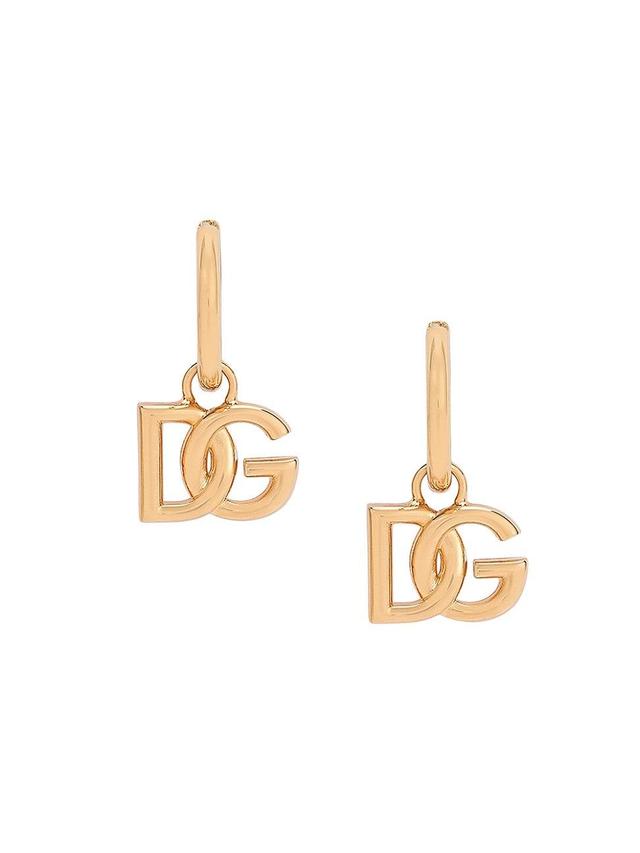 Dolce & Gabbana Mens Logo Charm Hoop Earrings Product Image