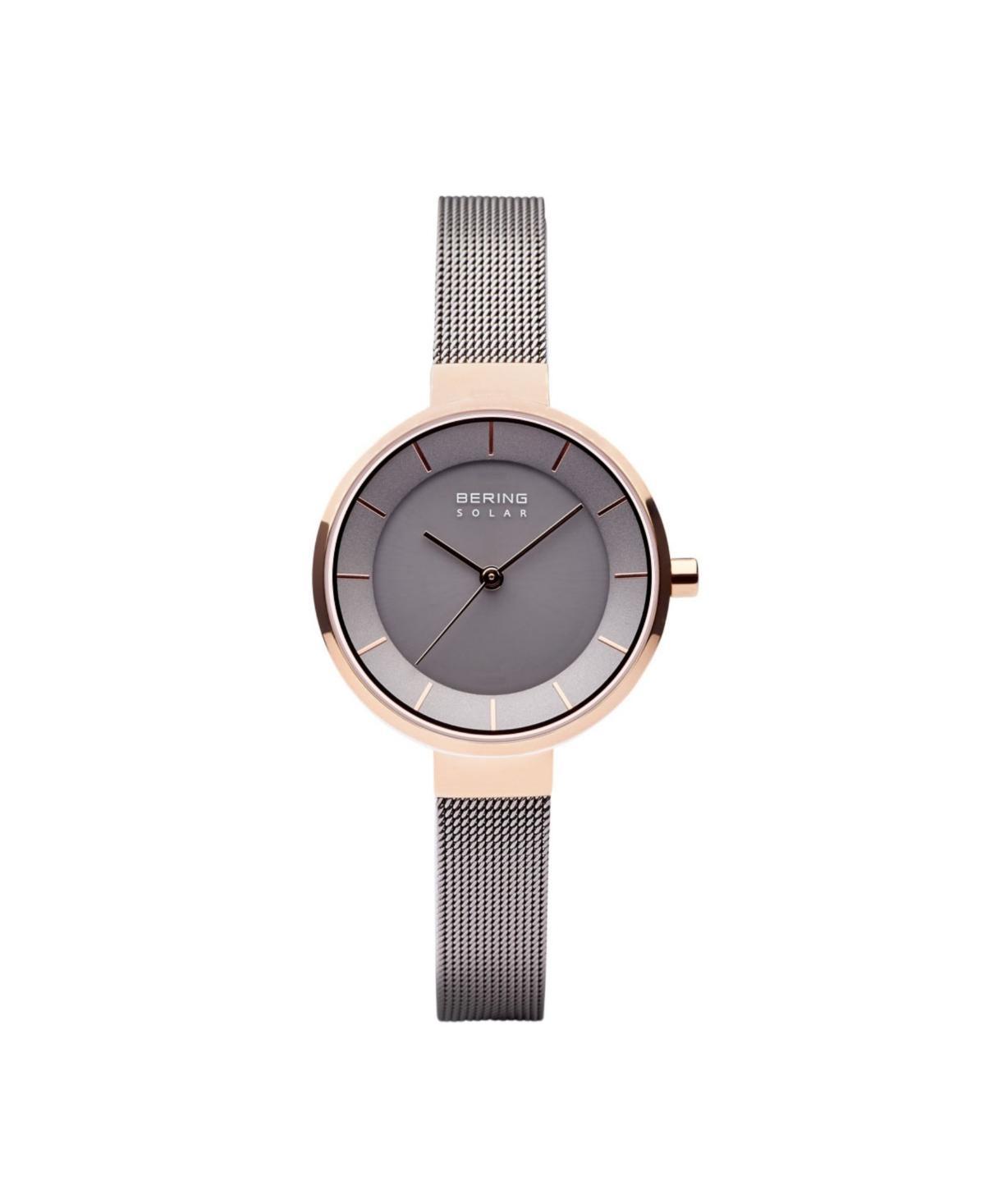 Bering Ladies Slim Solar Case Mesh Watch - Gray Product Image