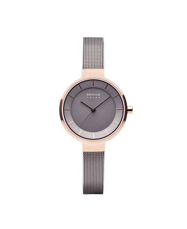 Bering Ladies Slim Solar Case Mesh Watch - Gray Product Image