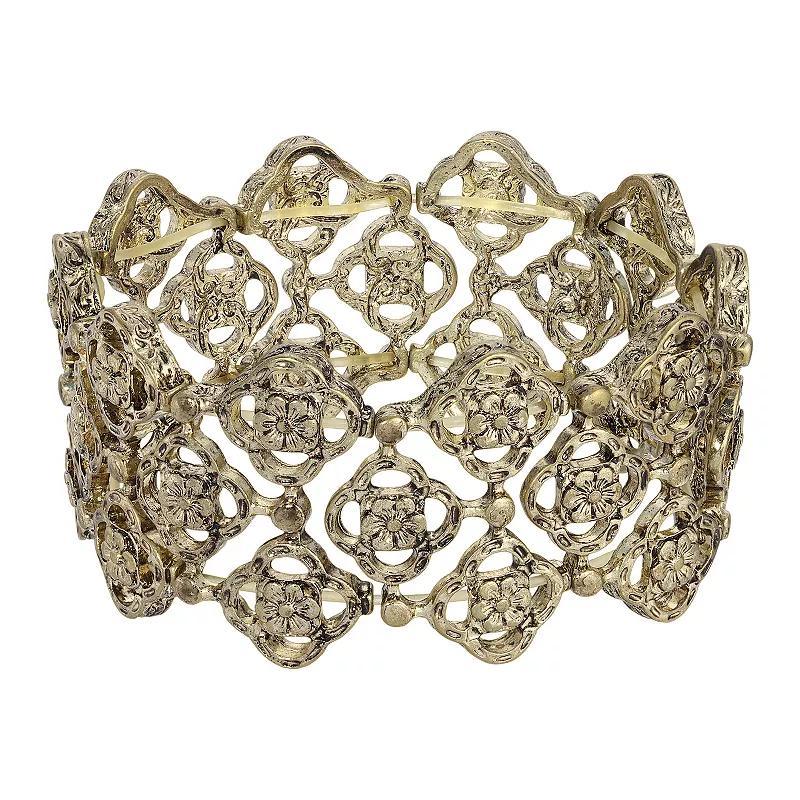 1928 Clover & Flower Wide Stretch Bracelet, Womens, Yellow Product Image