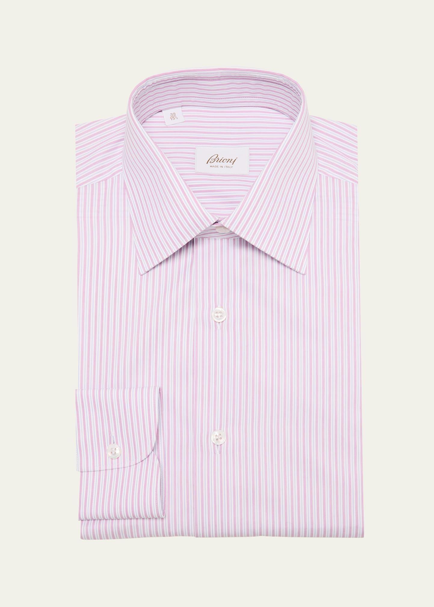 Mens Cotton Multi-Stripe Dress Shirt Product Image