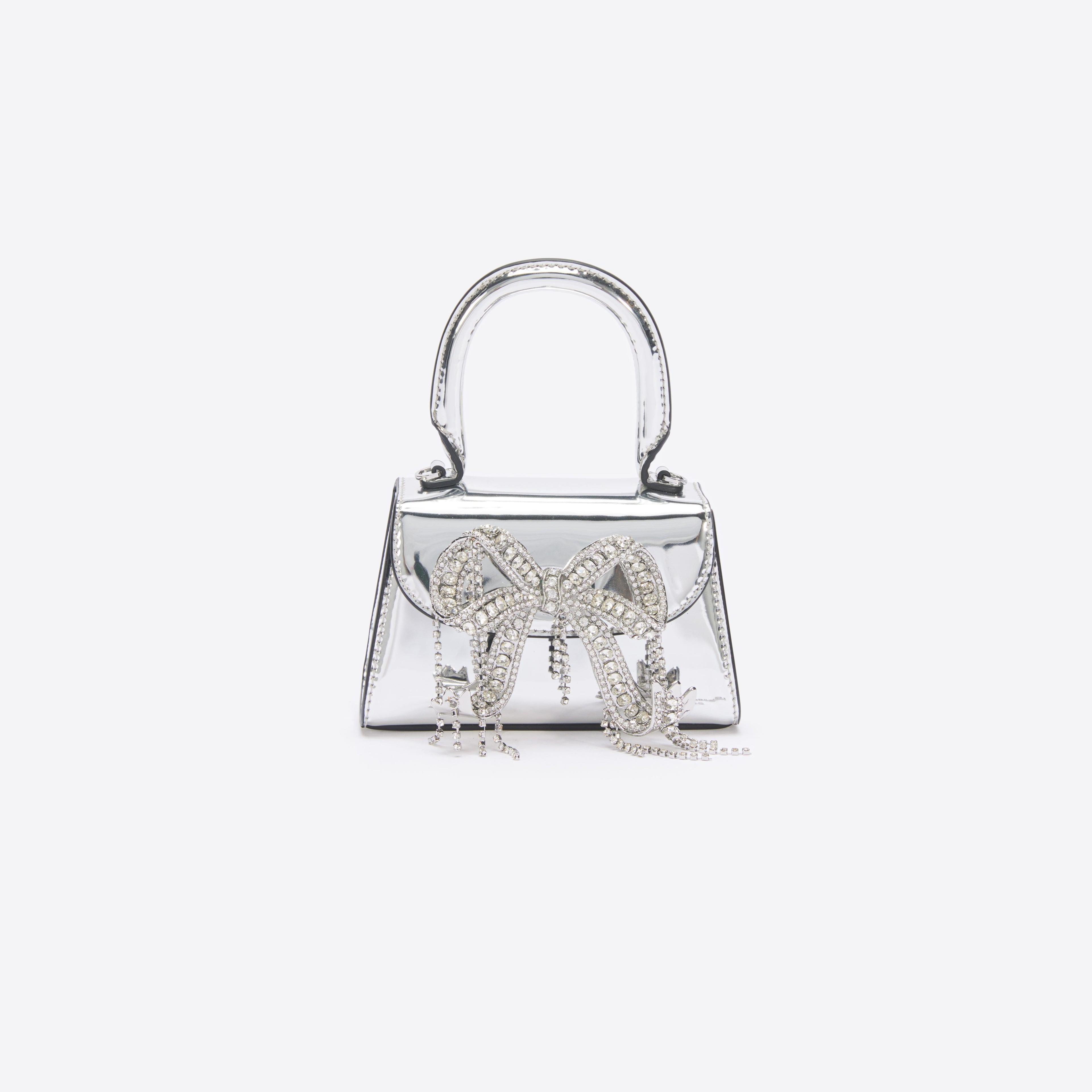 Silver Metallic Micro Embellished Bow Bag Product Image