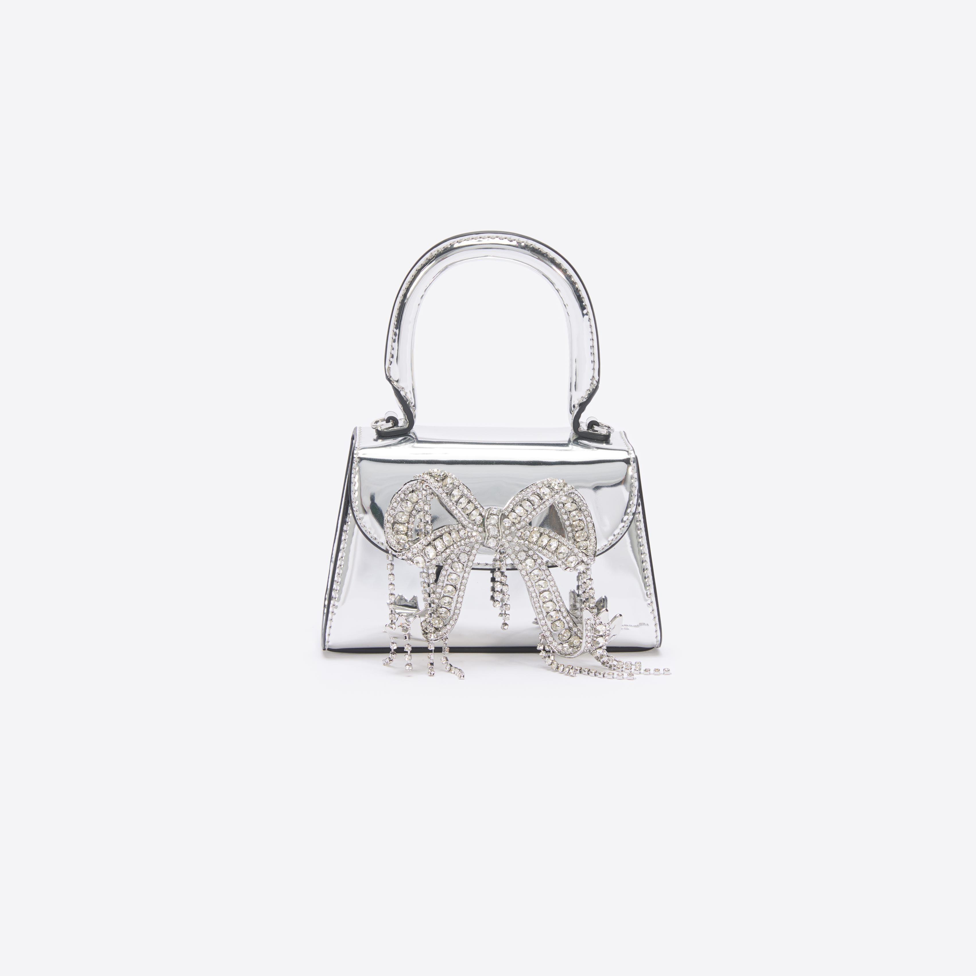 Silver Metallic Micro Embellished Bow Bag Product Image