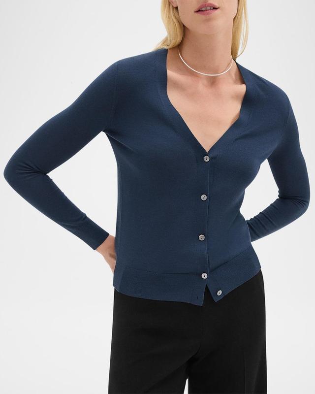 V-Neck Button-Front Regal Wool Cardigan Product Image