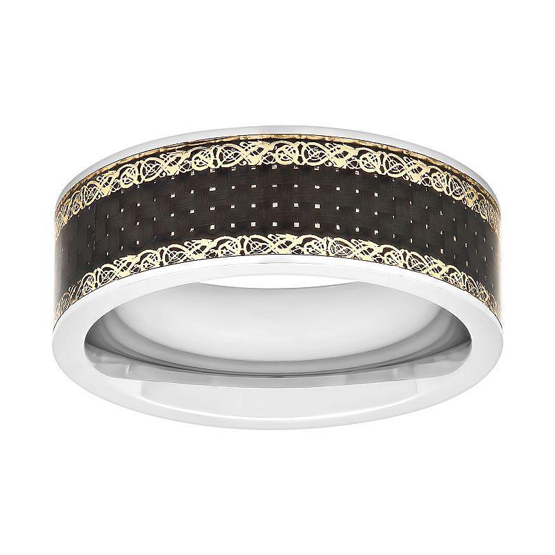 Mens Stainless Steel Filigree Wedding Band Multicolor Product Image