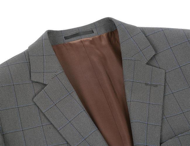 Trevi Collection - 2 Piece Suit 2 Buttons Windowpane Regular Fit In Gray Product Image