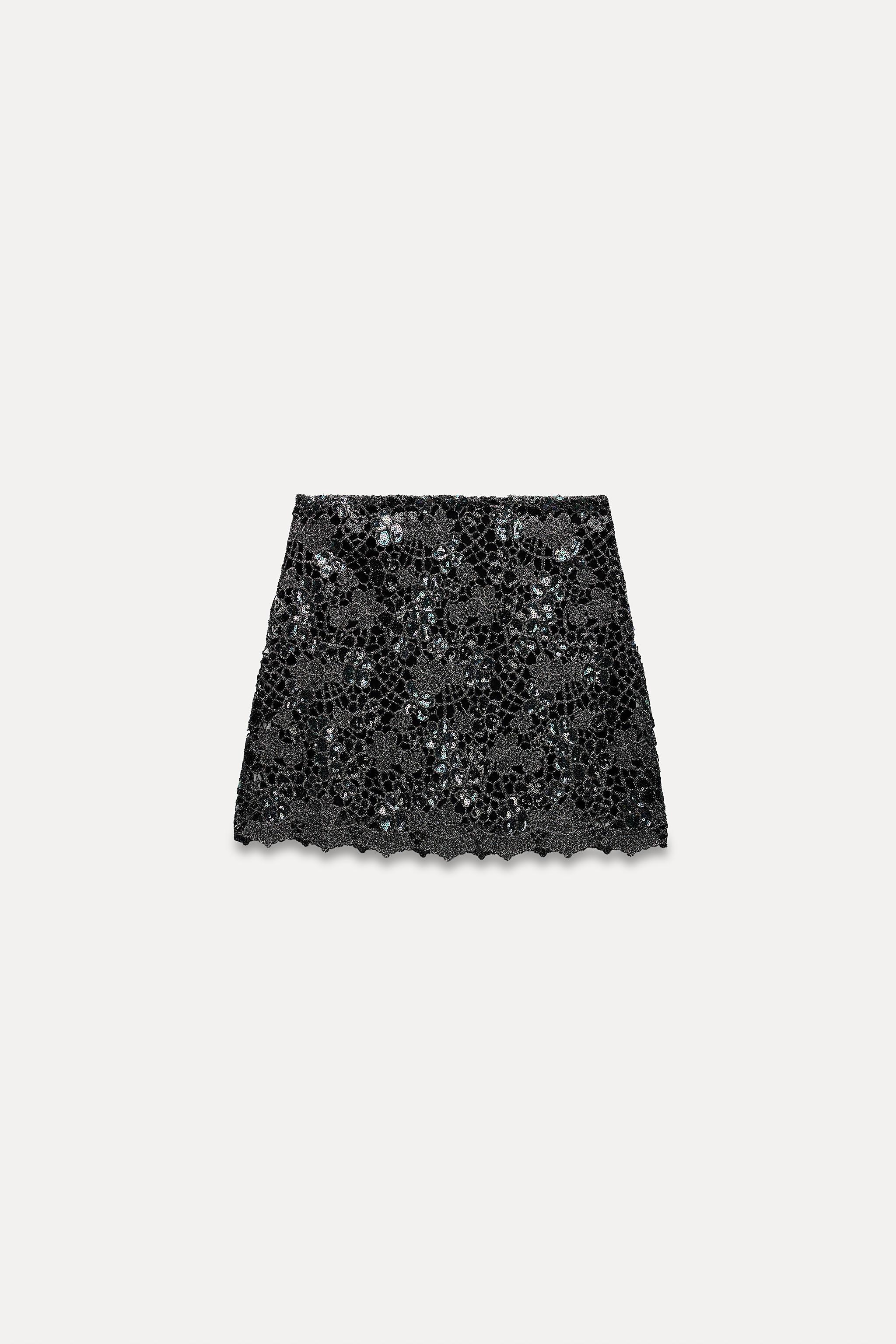 SEQUIN KNIT MINI SKIRT Product Image