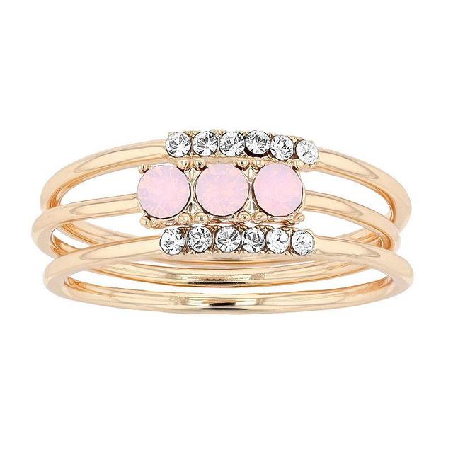 Brilliance Crystal Band Ring Set, Womens Gold Tone Pink Product Image