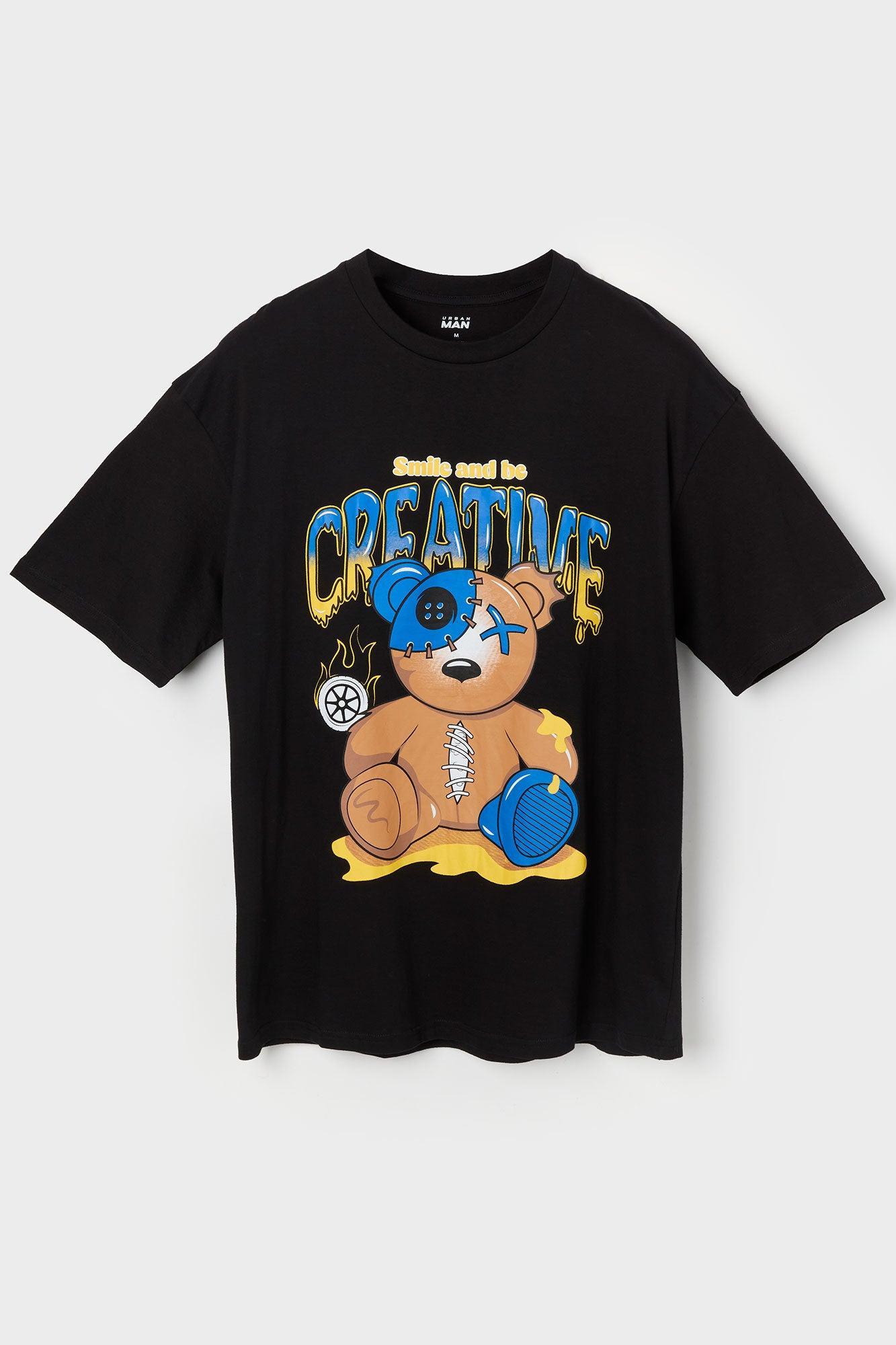 Creative Bear Graphic T-Shirt Male Product Image