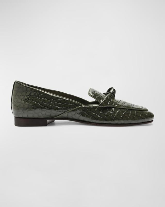 Clarita Croco Bow Slip-On Loafers Product Image