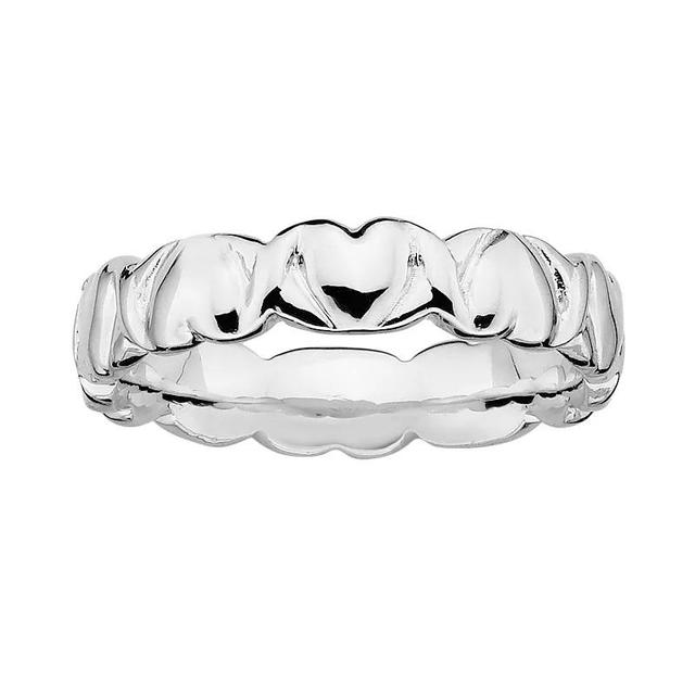 Stacks & Stones Sterling Silver Heart Stack Ring, Womens Grey Product Image