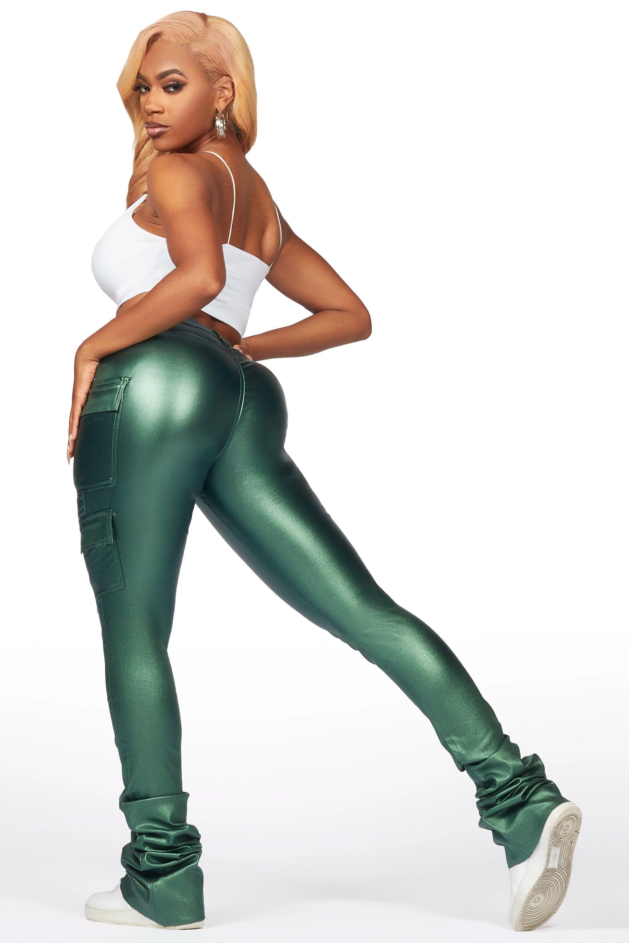 Vixen Metallic Green Cargo Super Stacked Pant Female Product Image