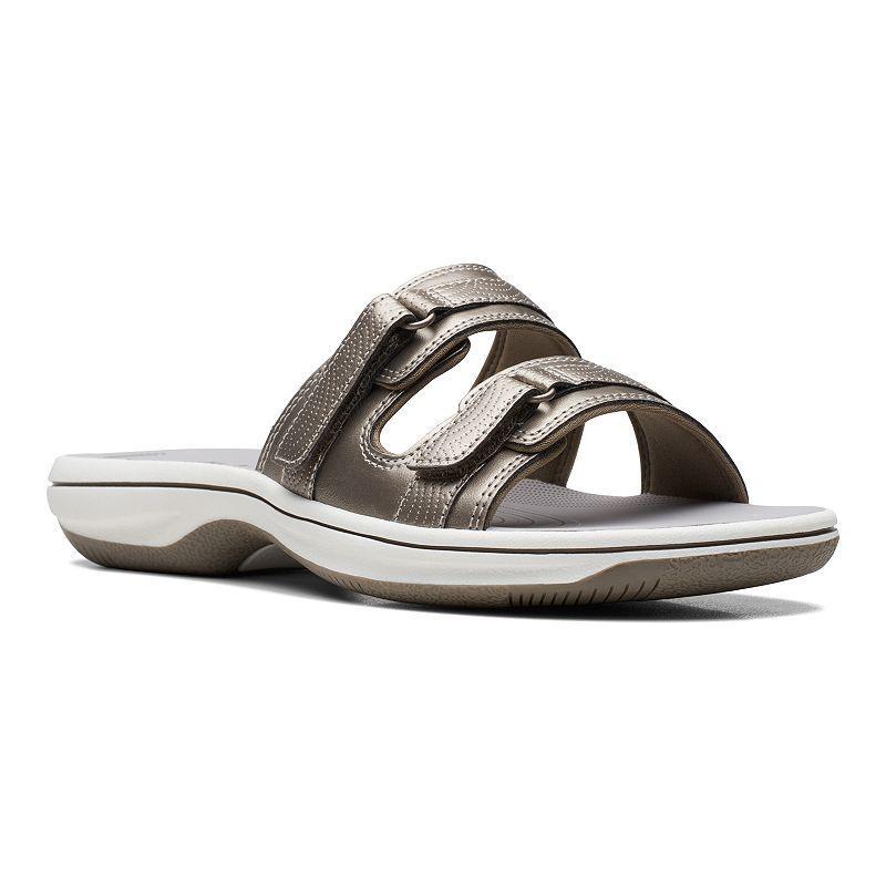 Clarks Cloudsteppers Breeze Piper Womens Slide Sandals White Product Image