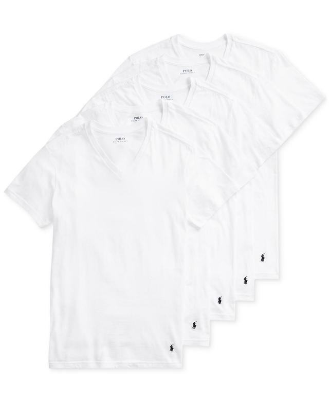 Polo Ralph Lauren Mens Undershirt, Slim Fit Classic Cotton V-Neck 5 Pack Product Image