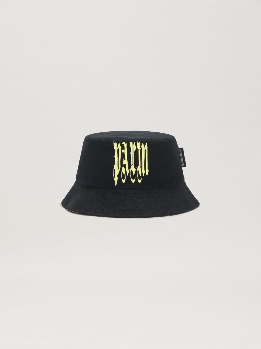 Gothic Logo Bucket Hat in black  - Palm Angels® Official  Product Image