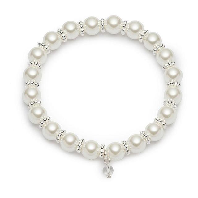 Youre Invited Silver Tone Crystal Accent & Simulated Pearl Stretch Bracelet, Womens Product Image