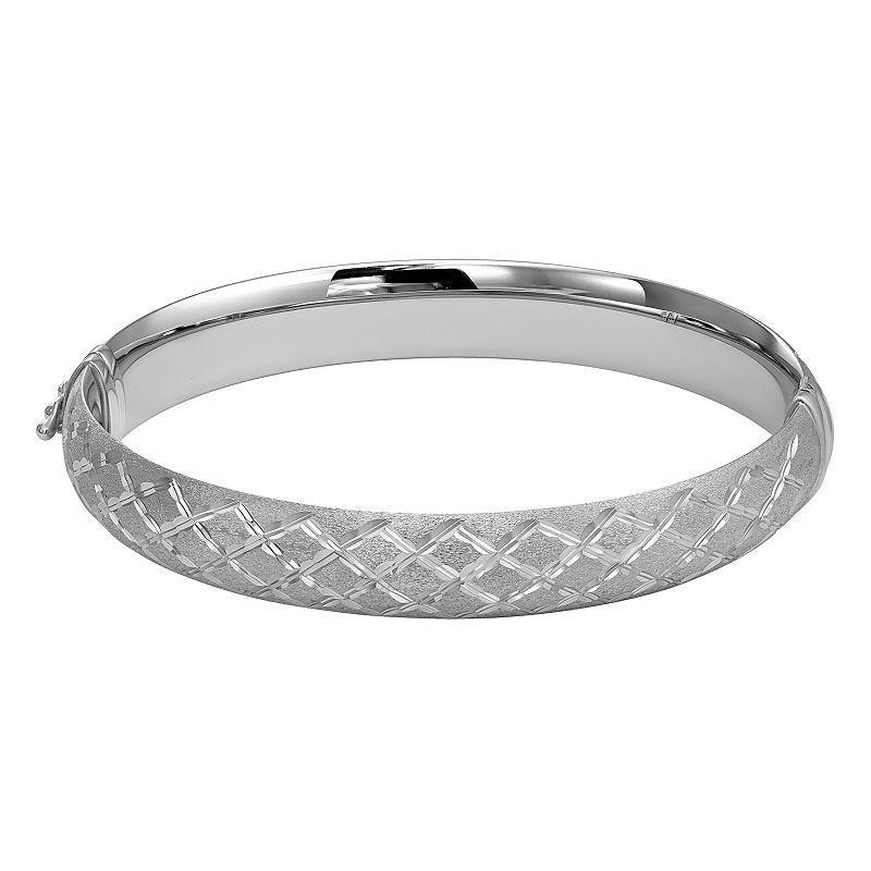 Sterling Silver Textured Bangle Bracelet, Womens Product Image