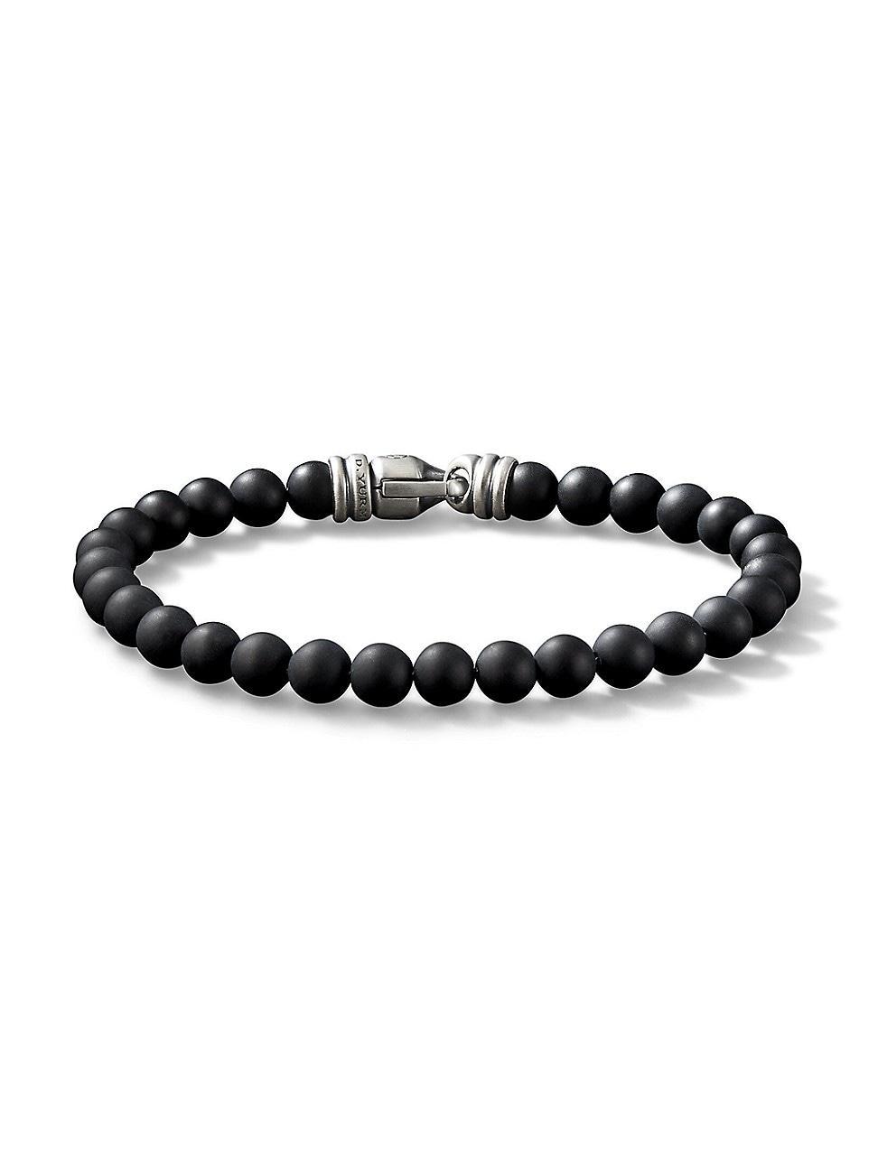 Mens Spiritual Beads Bracelet in Sterling Silver Product Image