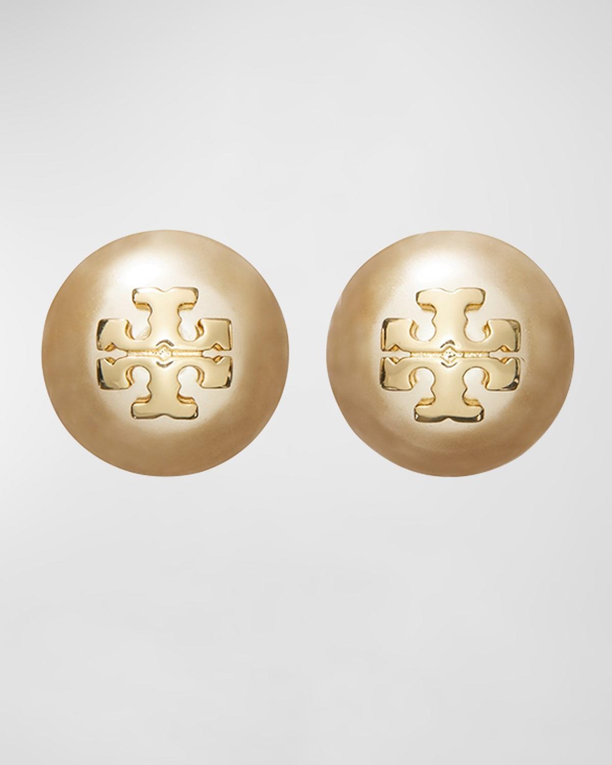 Tory Burch Kira Pearl Stud Earrings Ivory/Tory Gold One Size Product Image