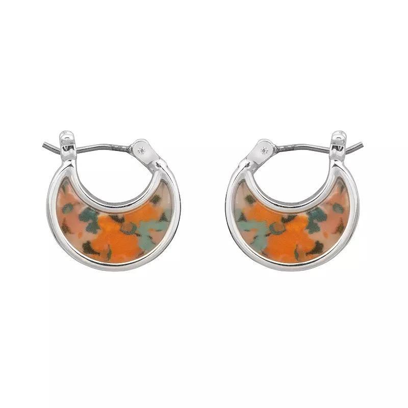 LC Lauren Conrad Floral Acetate Hoop Earrings, Womens, Orange Product Image