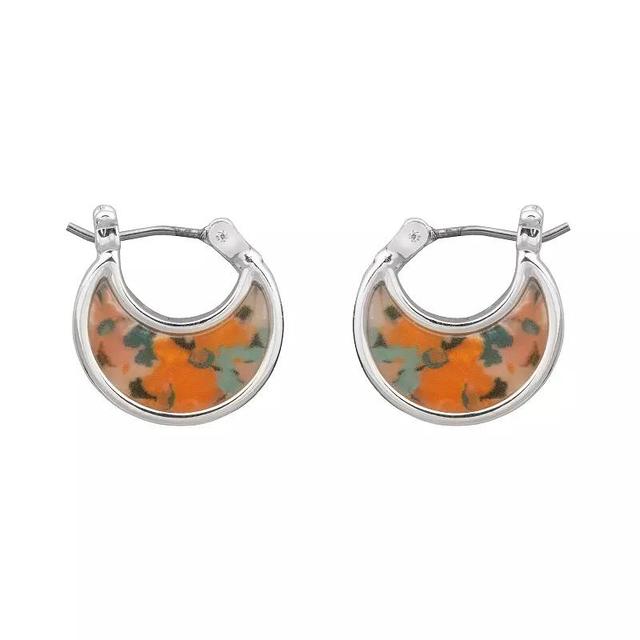 LC Lauren Conrad Floral Acetate Hoop Earrings, Womens, Orange Product Image