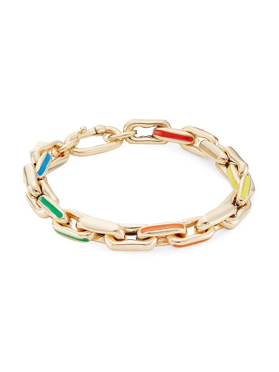 Womens 14K Yellow Gold & Enamel Small Chain Bracelet Product Image