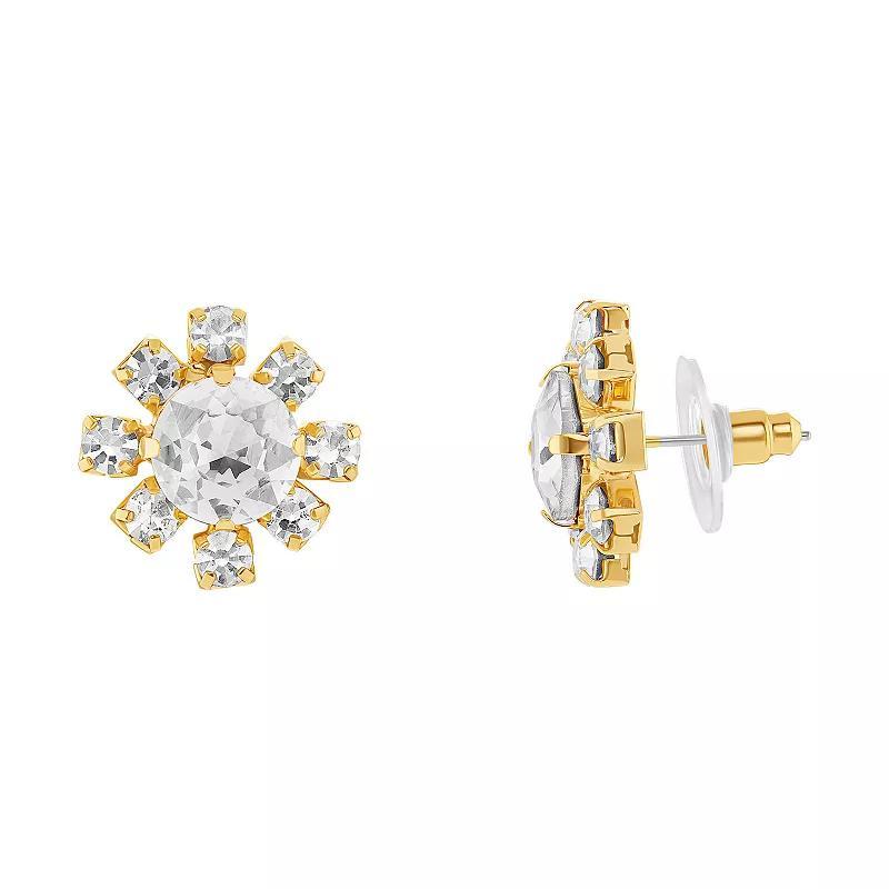 Emberly Gold Tone Crystal Blossom Stud Earrings, Womens, Yellow Gold Tone Product Image