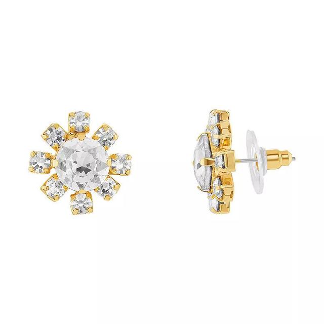 Emberly Gold Tone Crystal Blossom Stud Earrings, Womens, Grey Product Image