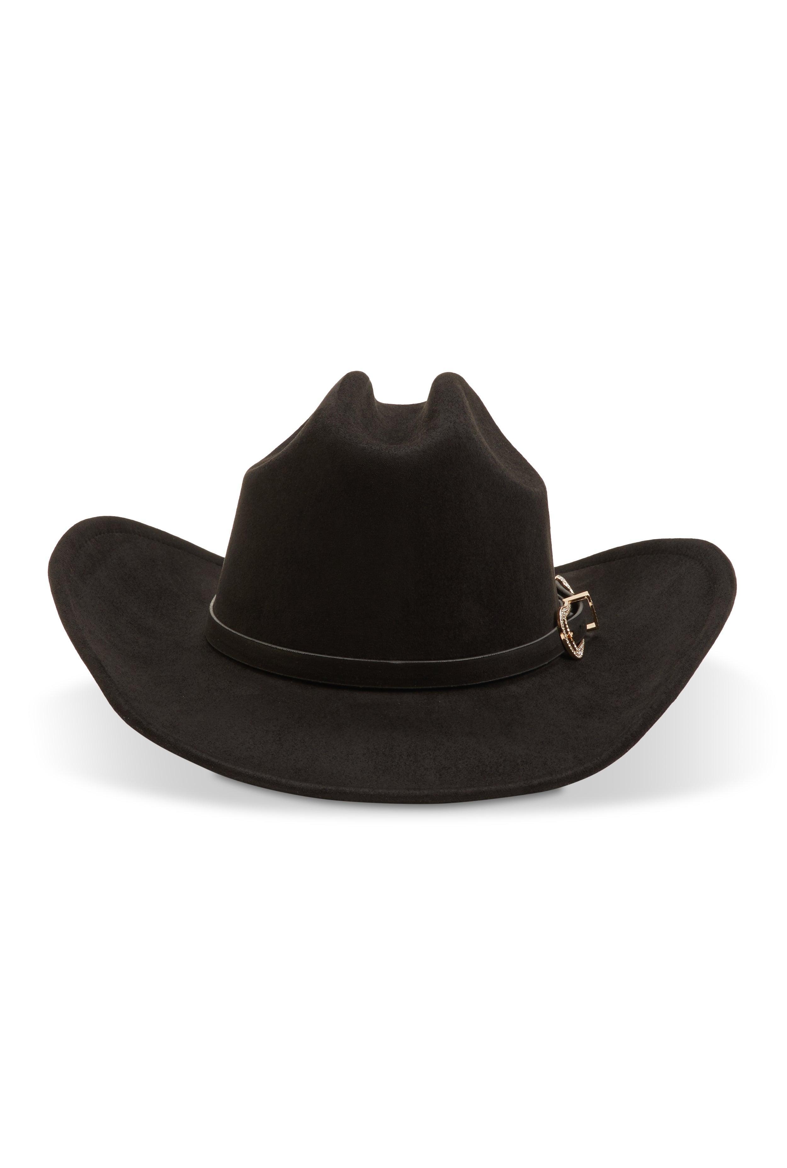 Rhinestone Buckle Faux Suede Cowboy Hat Female Product Image